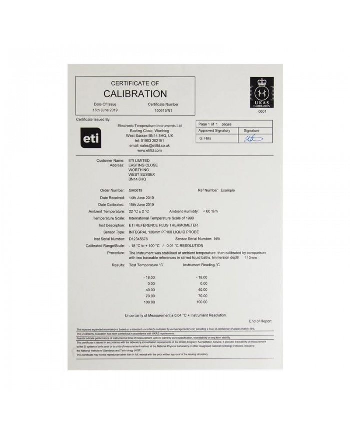 UKAS 3 Point  - Humidity Certificate (25, 50, 75 %RH)