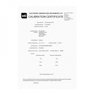 3 point traceable manometer certificate