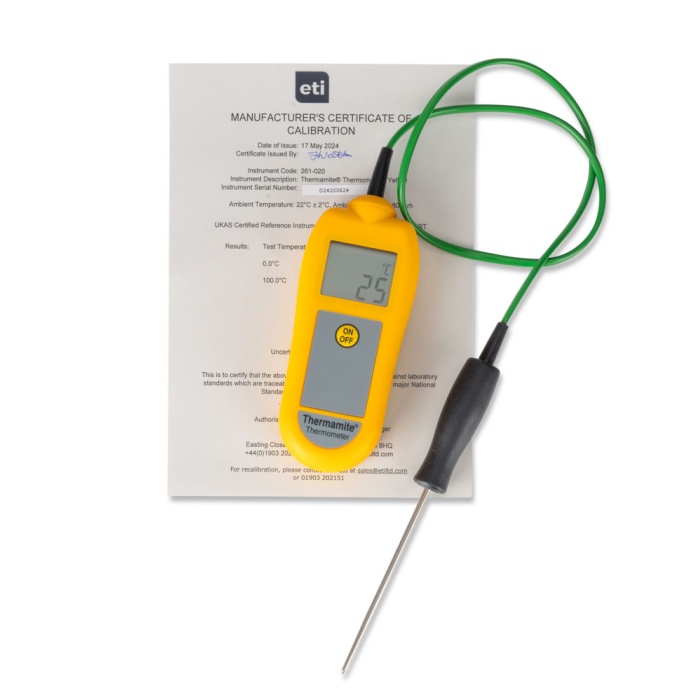 261-020 Thermamite digital thermometer with food probe - yellow