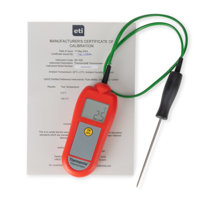 261-040 Thermamite digital thermometer with food probe - red