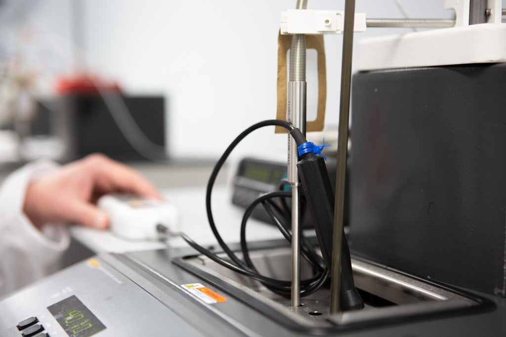 Thermometer calibration test being carried out in a laboratory