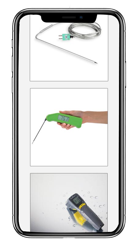 Phone screen displaying images of digital thermometers
