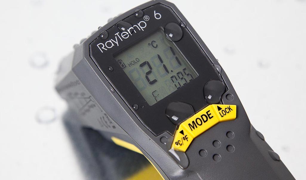 Digital thermometer with Raytemp branding on a white background