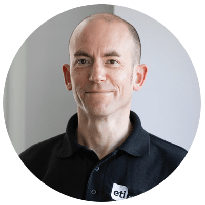 Tim Struutt, ETI sales manager wearing a black polo shirt on a white background