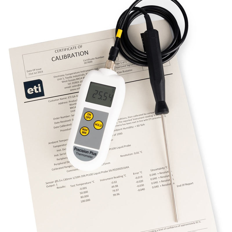 Precision Plus - High Accuracy Thermometer - Instrument with Probe & UKAS Certificate