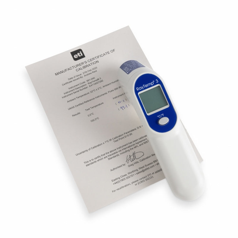 RayTemp® 3 - Infrared Thermometer for Precise Targeting - RayTemp3 with 2-point Calibration Certificate