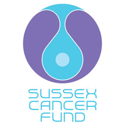 Logo of Sussex Cancer Fund with a purple and blue design on a white background