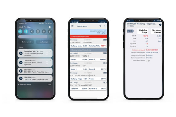 Three screens of the TD Link App in use